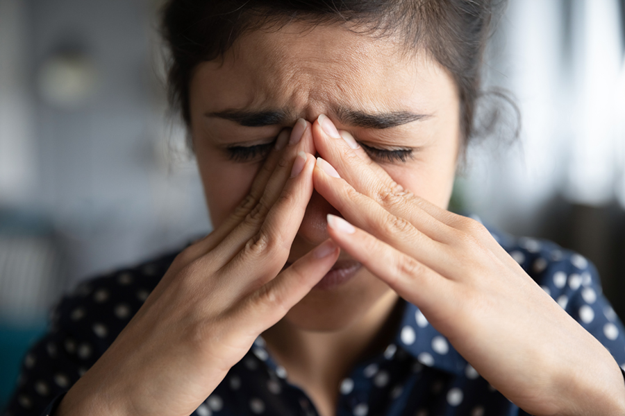 Woman with facial spasm